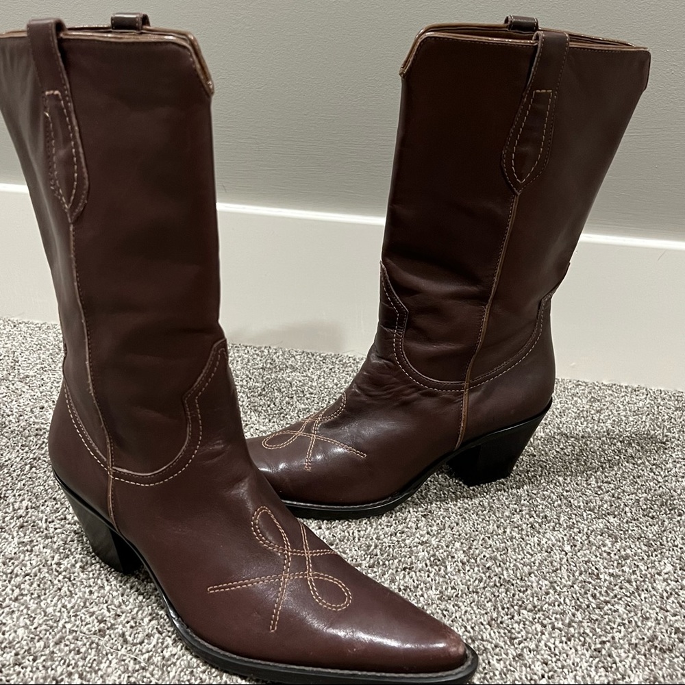 Franco Sarto Pull On Western Boots Size 8
